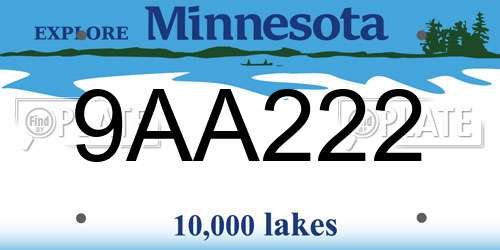 9AA222 Minnesota License Plate