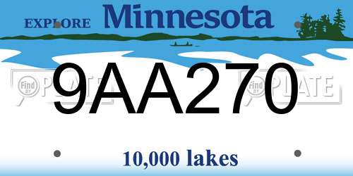 9AA270 Minnesota License Plate