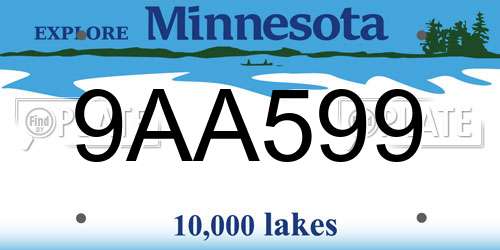 9AA599 Minnesota License Plate