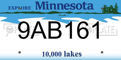9AB161 Minnesota License Plate
