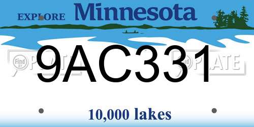 9AC331 Minnesota License Plate