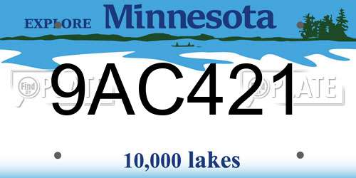 9AC421 Minnesota License Plate