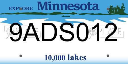 9ADS012 Minnesota License Plate