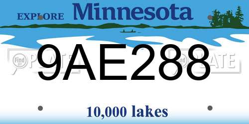 9AE288 Minnesota License Plate