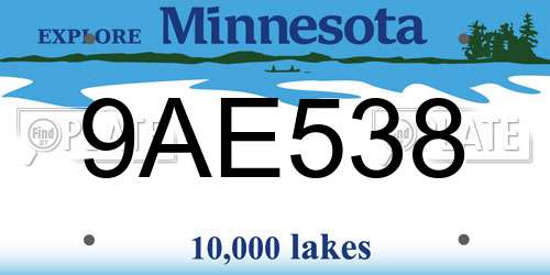 9AE538 Minnesota License Plate