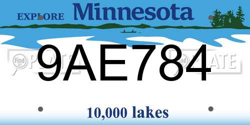 9AE784 Minnesota License Plate