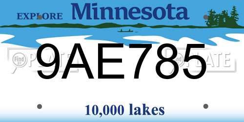 9AE785 Minnesota License Plate