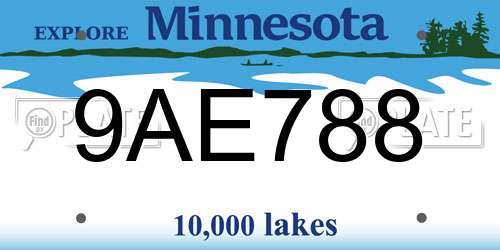 9AE788 Minnesota License Plate