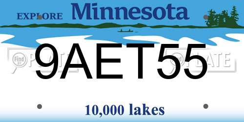 9AET55 Minnesota License Plate