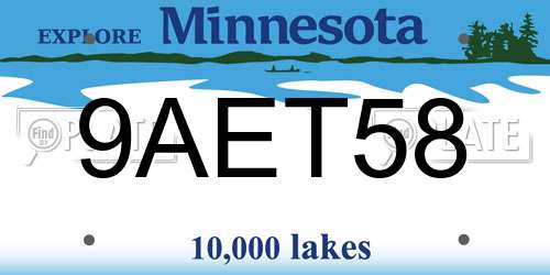 9AET58 Minnesota License Plate