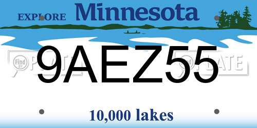 9AEZ55 Minnesota License Plate