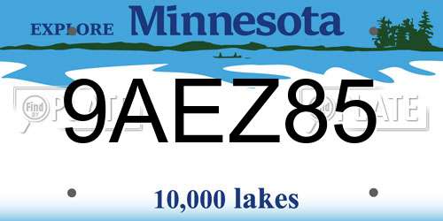9AEZ85 Minnesota License Plate