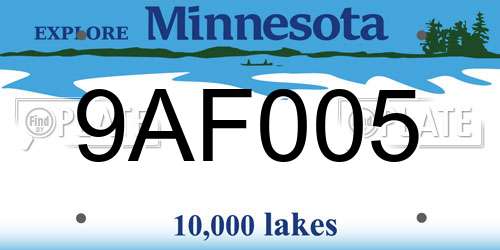 9AF005 Minnesota License Plate