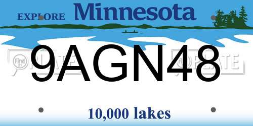 9AGN48 Minnesota License Plate