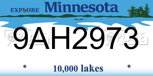 9AH2973 Minnesota License Plate