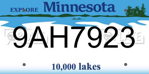 9AH7923 Minnesota License Plate