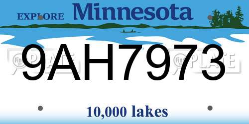 9AH7973 Minnesota License Plate