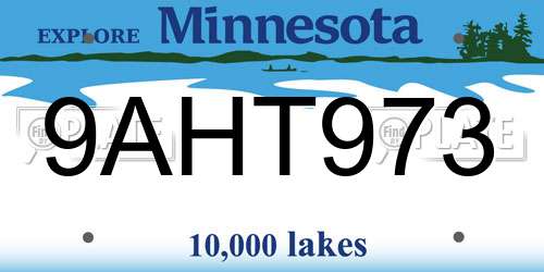 9AHT973 Minnesota License Plate