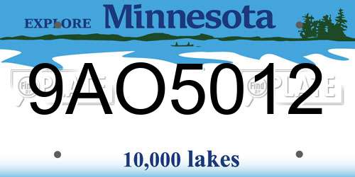 9AO5012 Minnesota License Plate