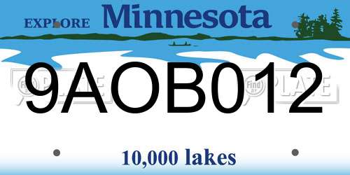 9AOB012 Minnesota License Plate