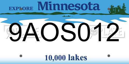 9AOS012 Minnesota License Plate