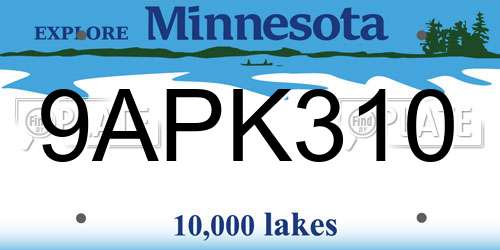9APK310 Minnesota License Plate