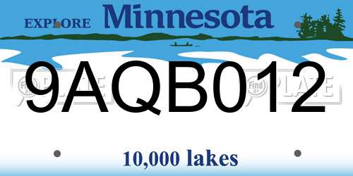9AQB012 Minnesota License Plate