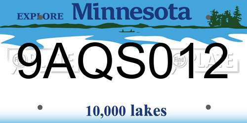 9AQS012 Minnesota License Plate