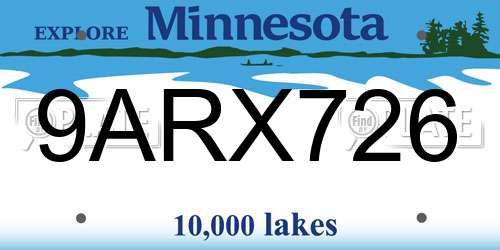 9ARX726 Minnesota License Plate