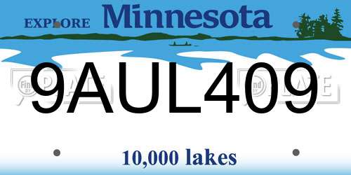 9AUL409 Minnesota License Plate