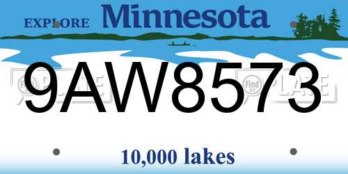 9AW8573 Minnesota License Plate