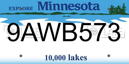 9AWB573 Minnesota License Plate