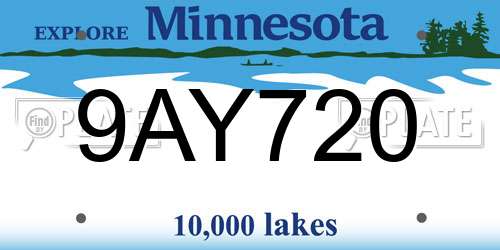9AY720 Minnesota License Plate