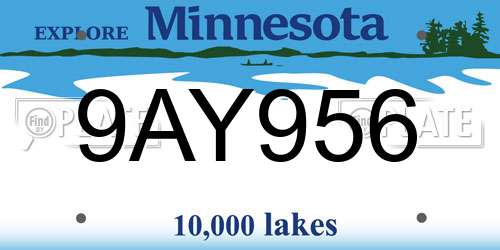 9AY956 Minnesota License Plate