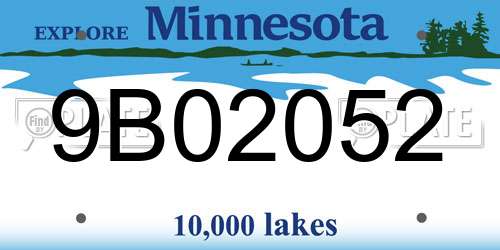 9B02052 Minnesota License Plate