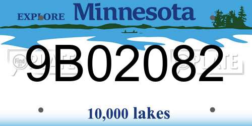 9B02082 Minnesota License Plate