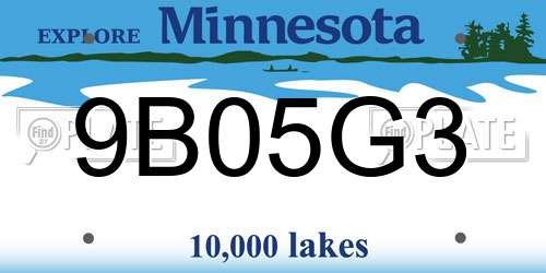 9B05G3 Minnesota License Plate