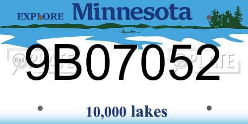 9B07052 Minnesota License Plate