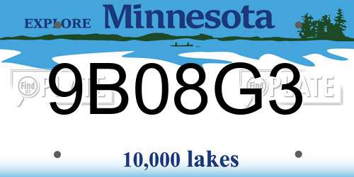 9B08G3 Minnesota License Plate