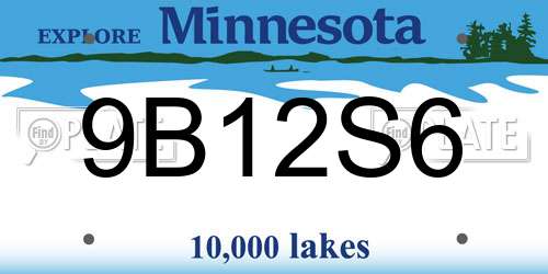 9B12S6 Minnesota License Plate