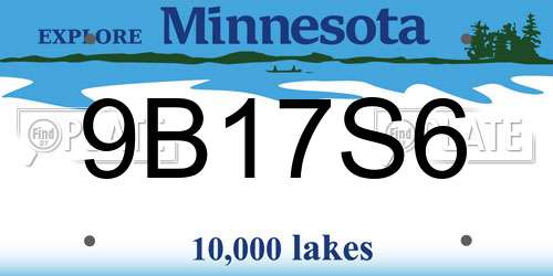 9B17S6 Minnesota License Plate