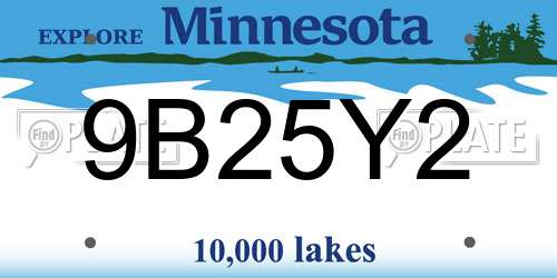 9B25Y2 Minnesota License Plate
