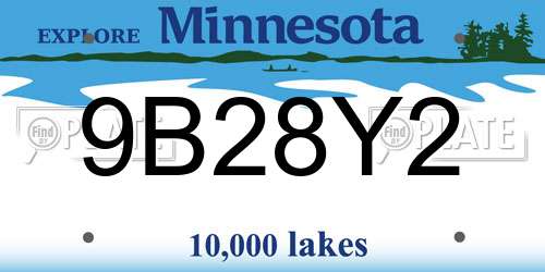 9B28Y2 Minnesota License Plate