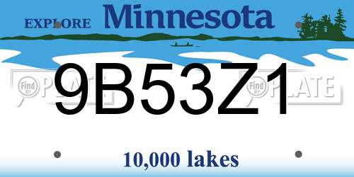 9B53Z1 Minnesota License Plate