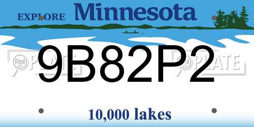 9B82P2 Minnesota License Plate