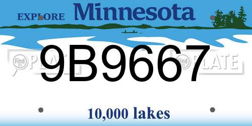 9B9667 Minnesota License Plate