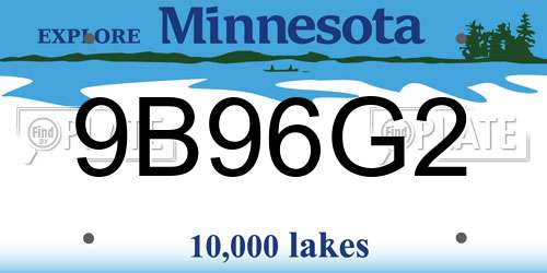 9B96G2 Minnesota License Plate