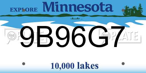 9B96G7 Minnesota License Plate