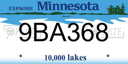 9BA368 Minnesota License Plate