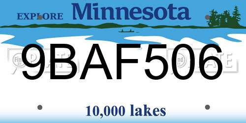 9BAF506 Minnesota License Plate